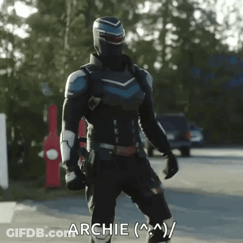Man In Superhero Costume Says Archie GIF
