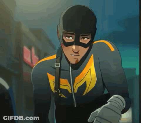 Man In Superhero Costume Wearing Mask GIF