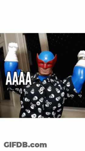 Man In Superhero Costume With Skulls Saying Aaa GIF