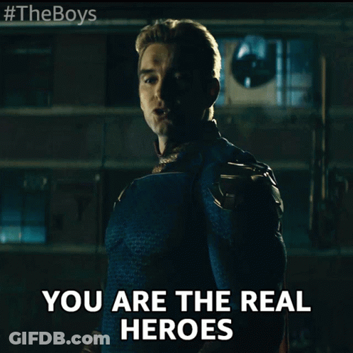 Man In Superhero Costume You Are The Real Heroes GIF