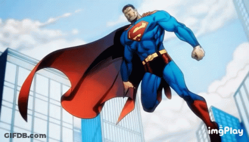 Man In Superman Costume Close Up GIF