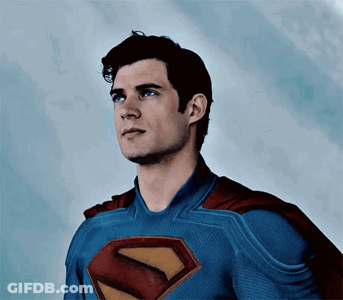 Man In Superman Costume Looking Up GIF