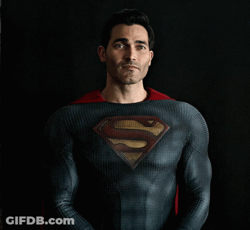 Man In Superman Costume Smiling GIF