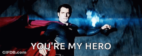 Man In Superman Costume You're My Hero GIF