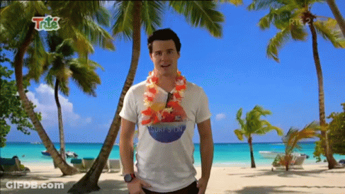 Man In Surf Shirt On Beach GIF
