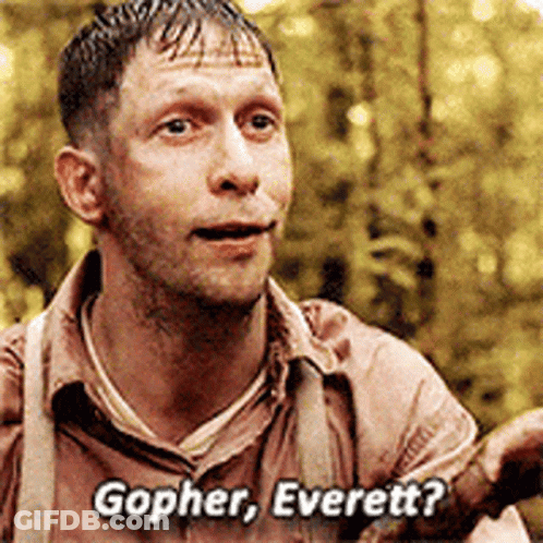 Man In Suspenders Talking Says Gopher Everett GIF