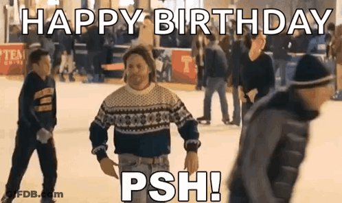 Man In Sweater Ice Skating Saying Happy Birthday Psh GIF