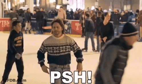 Man In Sweater On Ice Rink Saying Psh GIF