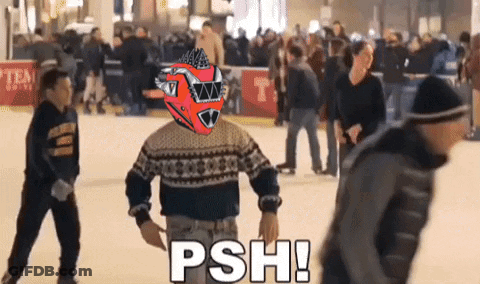 Man In Sweater On Ice Rink Saying Psh GIF