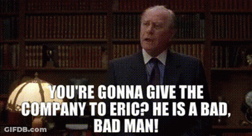 Man In Sweater Saying You're Gonna Give The Company To Eric GIF