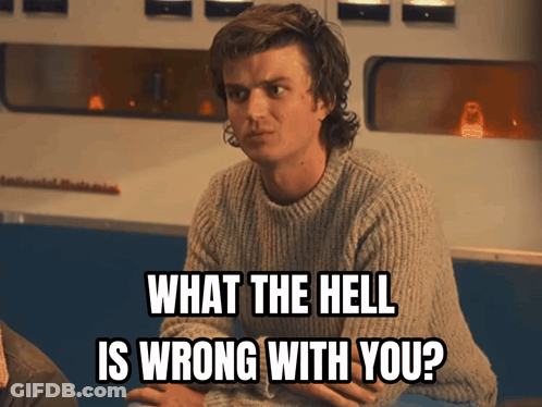 Man In Sweater Says What The Hell GIF