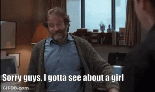 Man In Sweater Sorry Guys I Gotta See About A Girl GIF