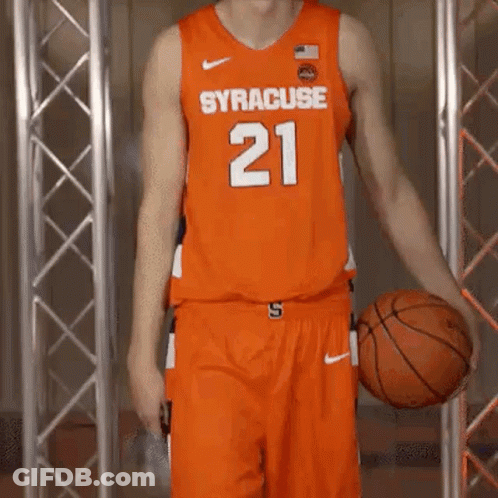 Man In Syracuse Jersey Holding Basketball GIF