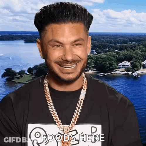 Man In T-Shirt Saying Food Here GIF