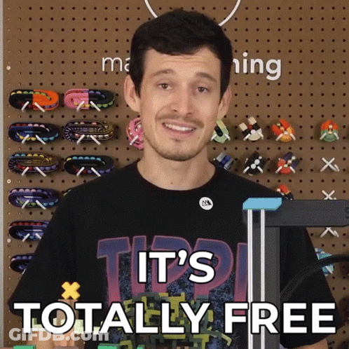 Man In T-Shirt Saying It's Totally Free GIF