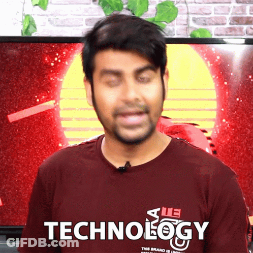 Man In T-Shirt Saying Technology GIF