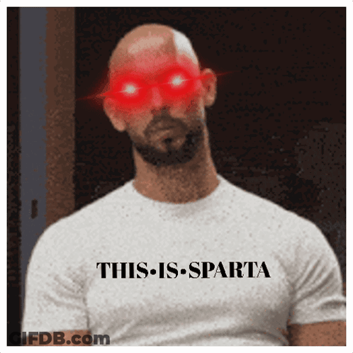 Man In T-Shirt Saying This Is Sparta GIF