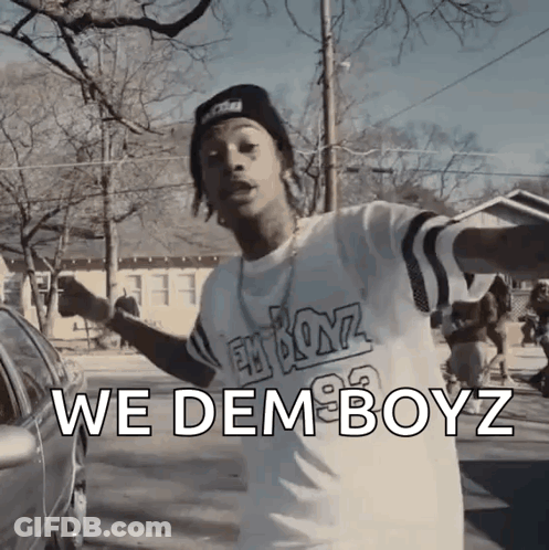 Man In T-Shirt Saying We Dem Boyz GIF