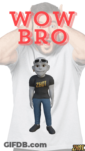 Man In T-Shirt Saying Wow Bro GIF