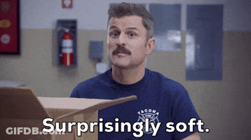 Man In Tacoma Shirt Saying Surpriseingly Soft GIF