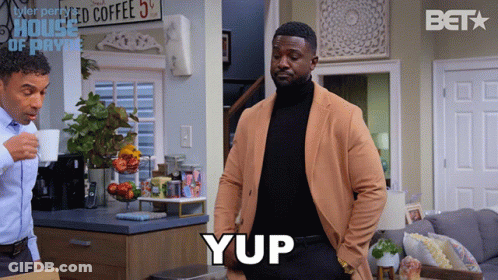 Man In Tan Jacket Says Yup In Front Of House Of Payne GIF