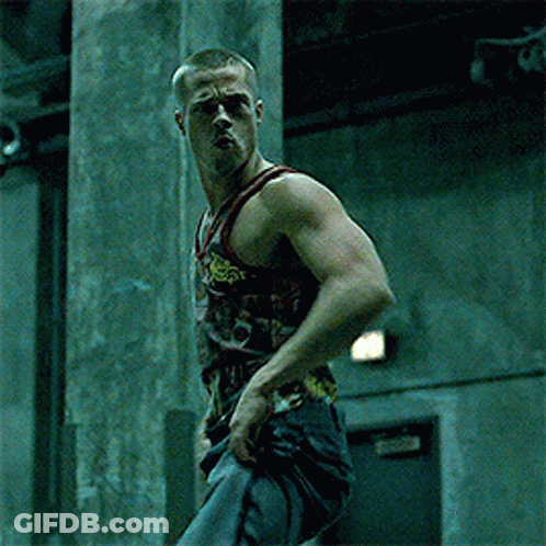 Man In Tank Top Saying I'm A Fighter GIF