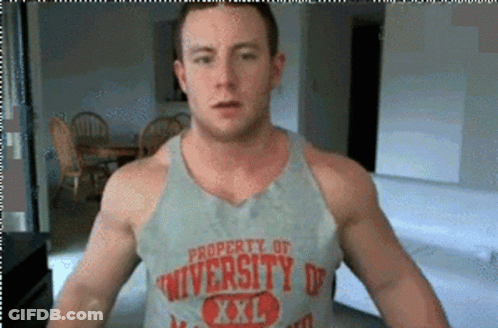 Man In Tank Top Saying Property Of University XXL GIF