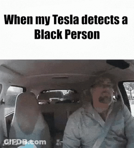 Man In Tesla Detecting Black Person GIF