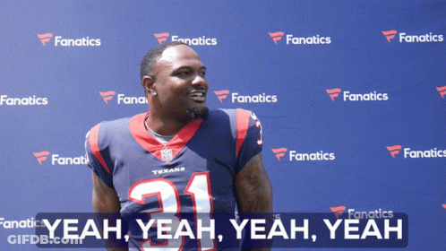 Man In Texans Jersey Saying Yeah Yeah Yeah GIF