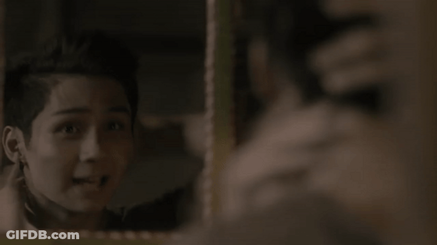 Man In The Mirror Fixing Hair GIF