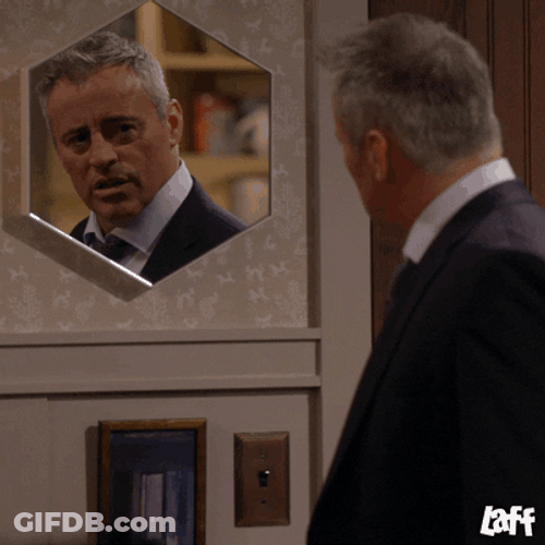 Man In The Mirror Matt LeBlanc Smiling GIF