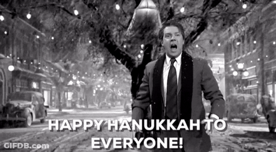 Man In The Rain Shouting Happy Hanukkah GIF