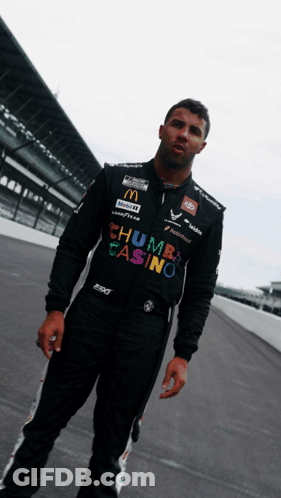 Man In Thumbs Casino Uniform On Track GIF