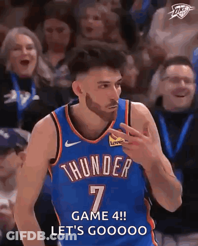 Man In Thunder Jersey Standing Before Crowd GIF