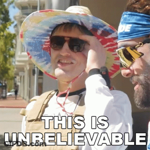 Man In Tie Dye Hat And Sunglasses Saying This Is Unbelievable GIF