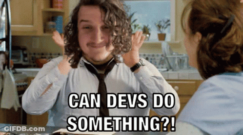 Man In Tie Says Can Devs Do Something In Kitchen GIF