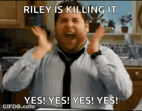 Man In Tie Screaming Riley Is Killing It GIF