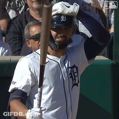 Man In Tigers Jersey Holding Baseball Bat GIF