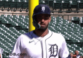 Man In Tigers Jersey In Front Of Empty Seats GIF