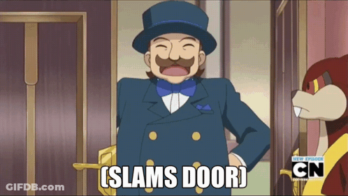 Man In Top Hat And Bow Tie Says Slams Door GIF