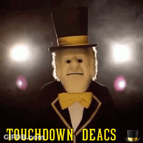 Man In Top Hat And Bow Tie Says Touchdown Deacs GIF
