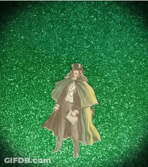 Man In Top Hat And Cape On Green GIF