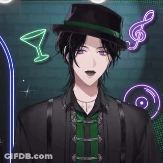 Man In Top Hat And Green Tie Before Neon Sign GIF