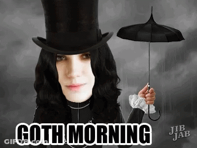 Man In Top Hat Holding Umbrella Goth Morning GIF