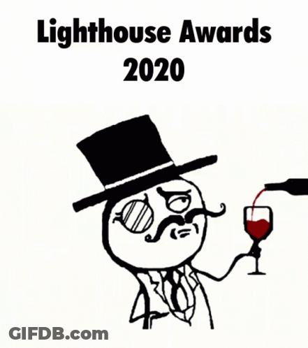 Man In Top Hat Holding Wine Lighthouse Awards 2020 GIF