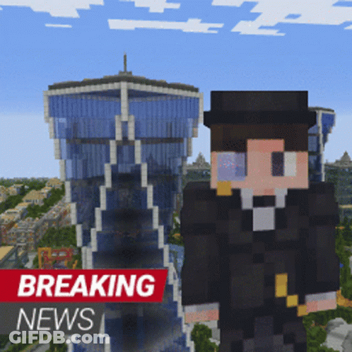 Man In Top Hat In Front Of Breaking News Banner GIF