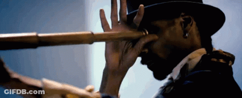 Man In Top Hat Looking Through Telescope GIF