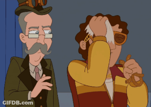 Man In Top Hat Next To Man With Glasses GIF