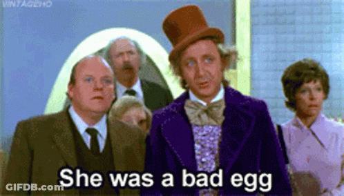 Man In Top Hat Says She Was A Bad Egg GIF