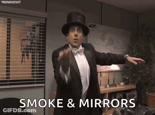 Man In Top Hat Says Smoke And Mirrors GIF